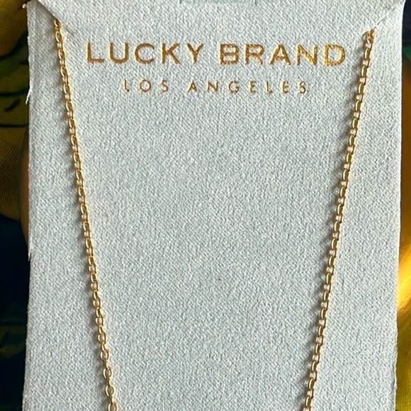 Brand New Lucky Brand Abalone Teardrop Pendant Long Necklace Gold Tone Vintage - Picture 4 of 14